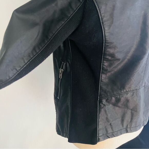 Blank NYC Drape Front Open Waterfall Faux Leather Wrap Moto Jacket, Black, Small - Picture 10 of 14
